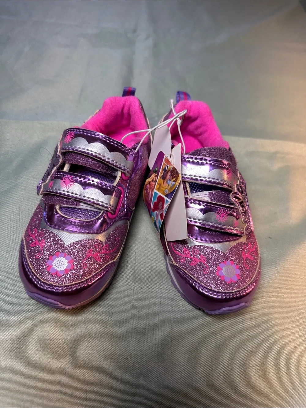 Disney Purple and Pink Glitter Velcro Sneakers